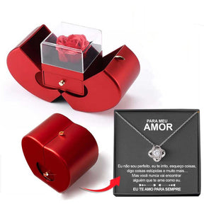 COLAR DE PRATA 925 COM ROSA REAL - Amor Verdadeiro - augelet