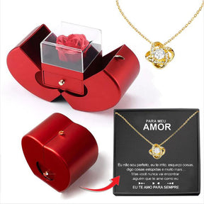 COLAR DE PRATA 925 COM ROSA REAL - Amor Verdadeiro - augelet